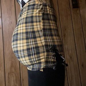 Yellow Plaid Skirt with Black Accents
